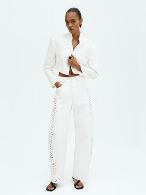 NWT H&M Edition Eyelet-Embroidered Jeans (white) Sz 12